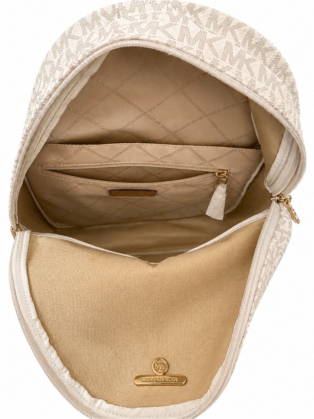 Michael Kors Cream Logo Backpack with Gold Chain Detail and Dustbag - Picture 5 of 12